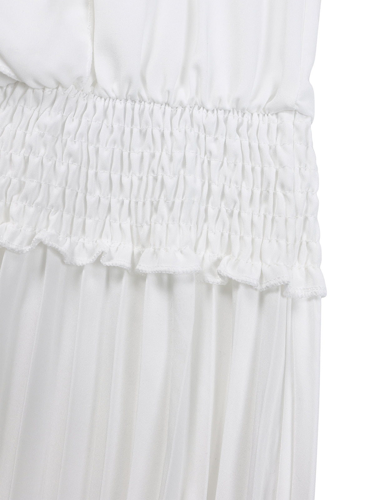 Elegant V Neck Ruffle Pleated Wide Leg Jumpsuit