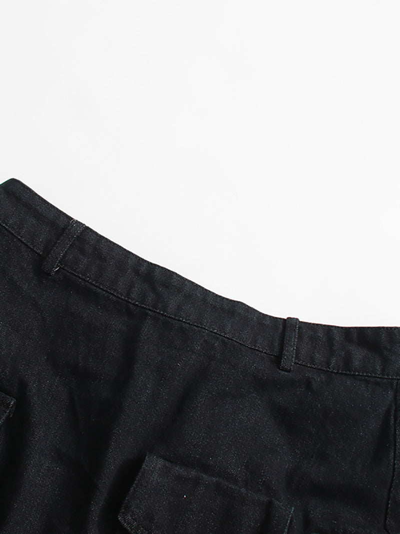 Low-rise Lace-up Cargo Denim Miniskirt