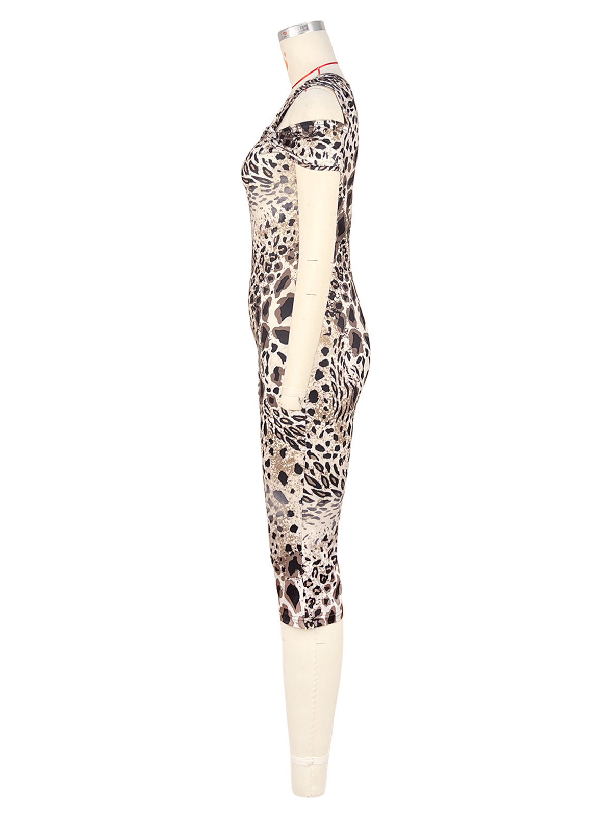 Sexy Leopard Print Tight Capri Jumpsuit