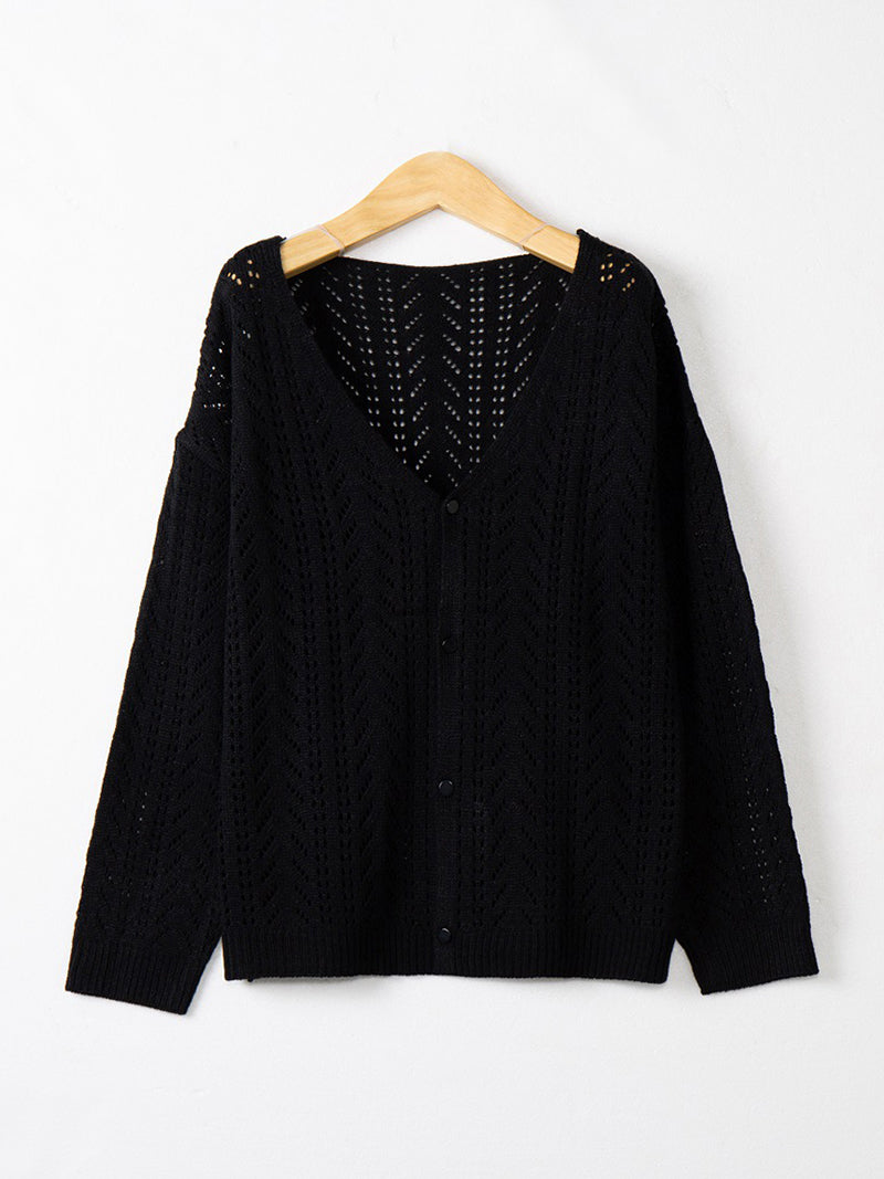 Casual Knit Crochet Button Cardigan Sweater