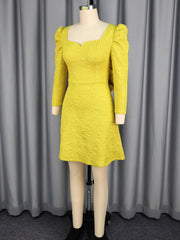 Fashion Square Neck Jacquard Backless Bow Party Dress