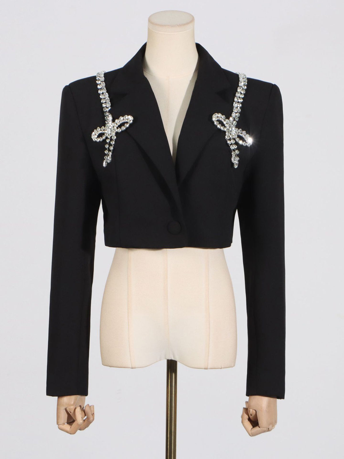 Fashion Diamond Patchwork Cropped Blazer