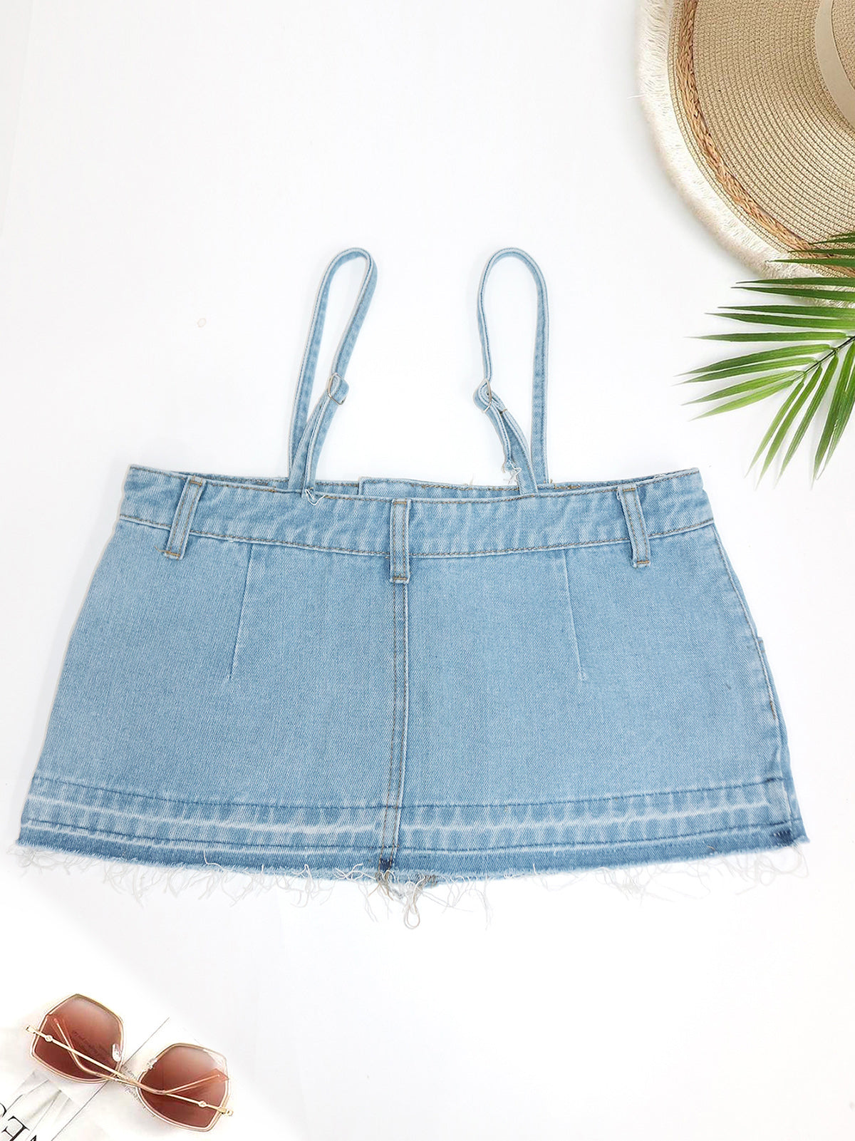 Fashion Bandeau Denim Strap Top