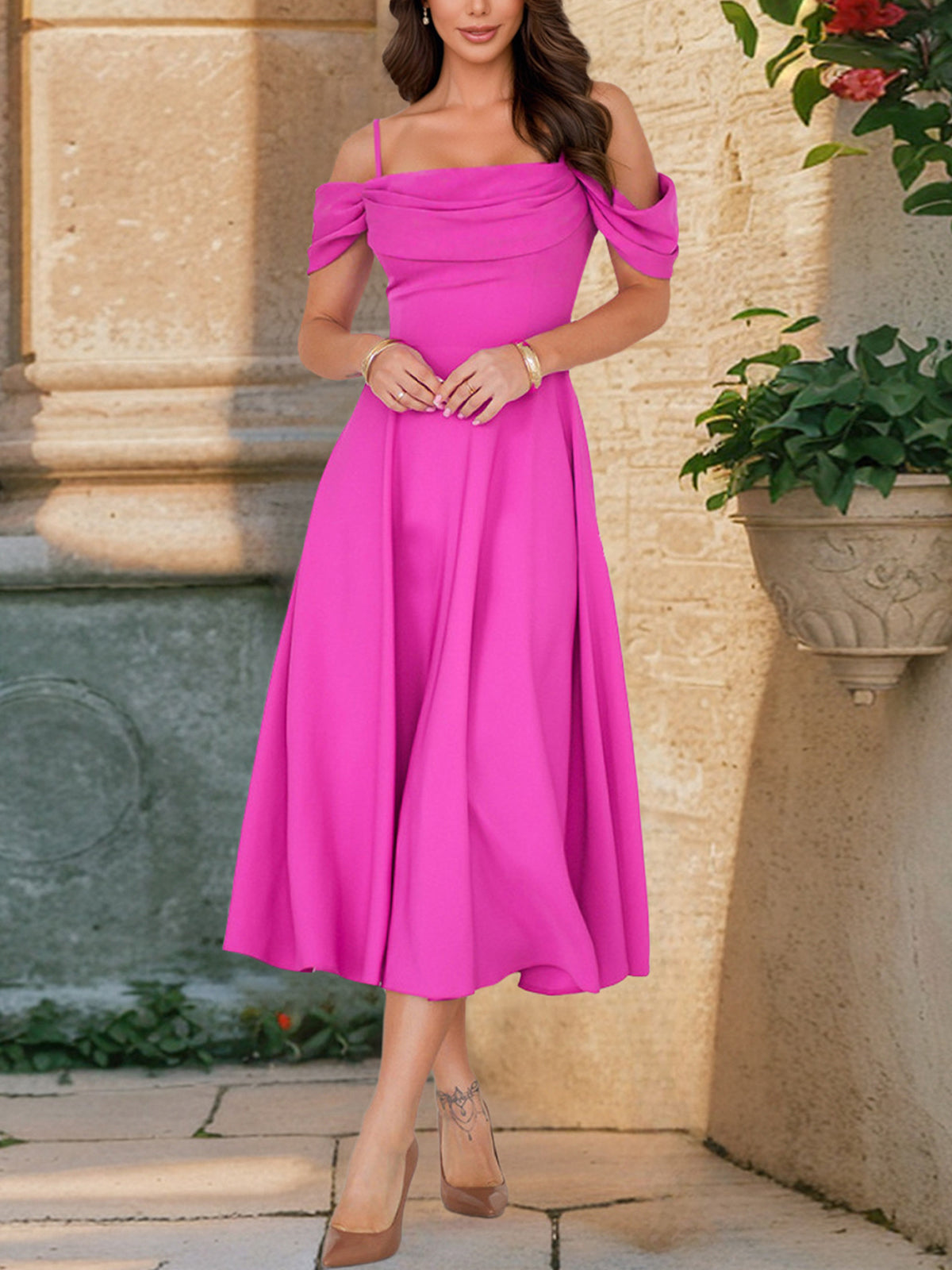Sexy Off The Shoulder Spaghetti Strap Dress