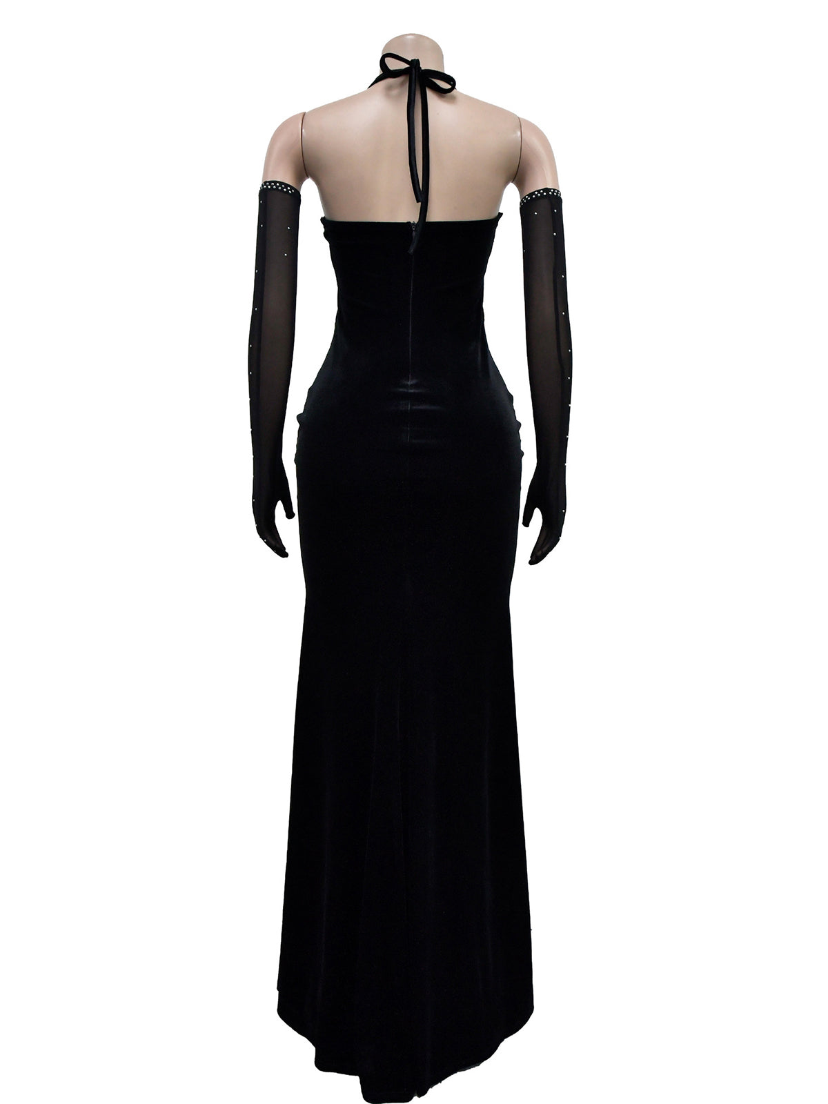 Rhinestone Mesh Patchwork Nightclub Party Maxi Dress