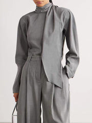 Fashion Shawl Long Sleeve Blouse