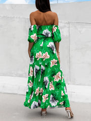 Sexy Off Shoulder Print Long Dress