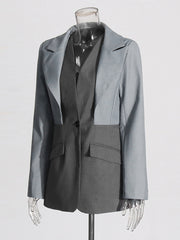 Two-Tone Tailored Notched Lapels Blazer