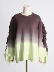 Fashion Tassel Gradient Knitted Pullover Loose Sweaters