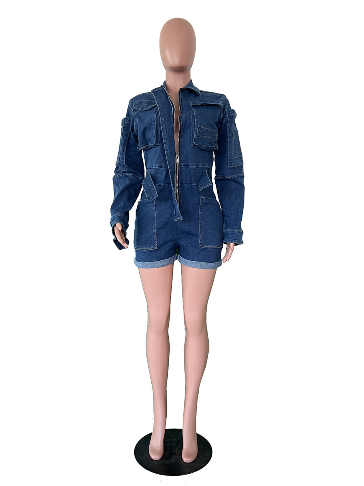 Fashion Long Sleeve Bodycon Denim Rompers