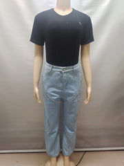 Denim Rhinestone Embellished Straight Jeans