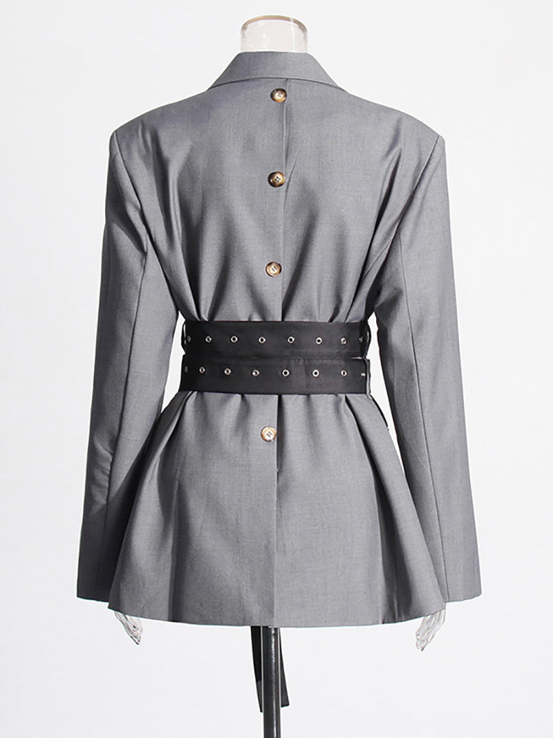 Fashion Double Belted Blazer