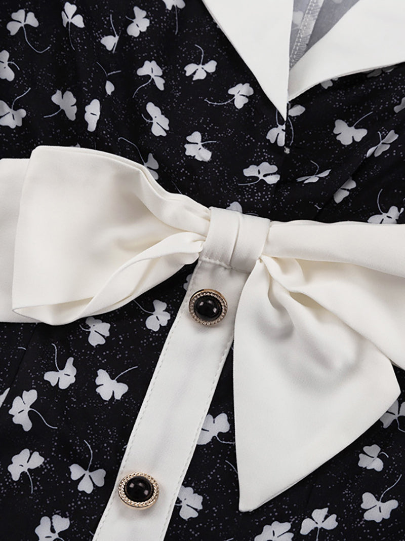 Fashion Bow Detail Print Maxi Dress