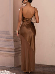 Sexy Satin Patchwork Slip Maxi Dress