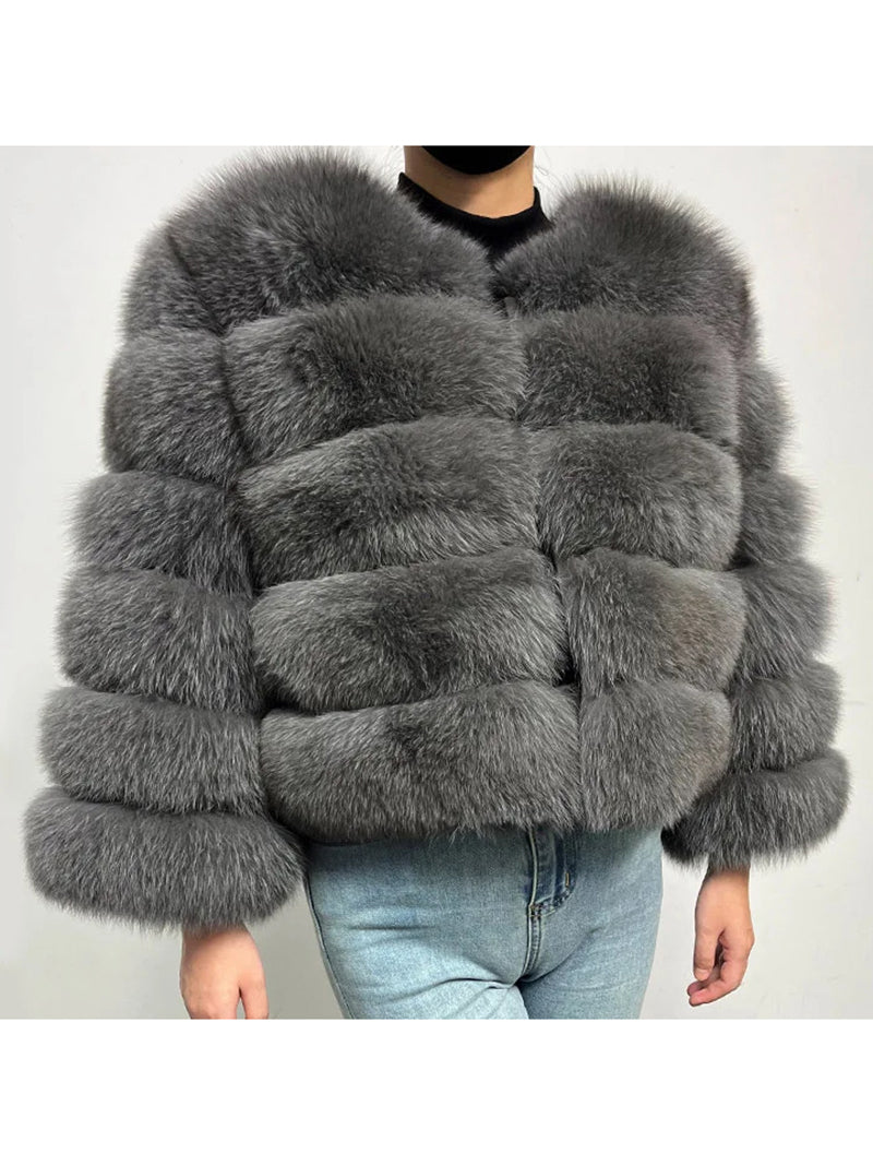 Classy Cropped Faux Fur Warm Jacket Coat