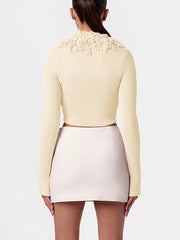 Fluff Tassel Bodycon Cropped Woolen Cardigan