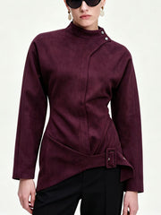 Asymmetric Solid Tailored Blazer-boutique