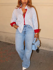 Contrast Stripe Collared Shirt
