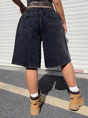 Women's Plus Size Distressed Denim Bermuda Shorts