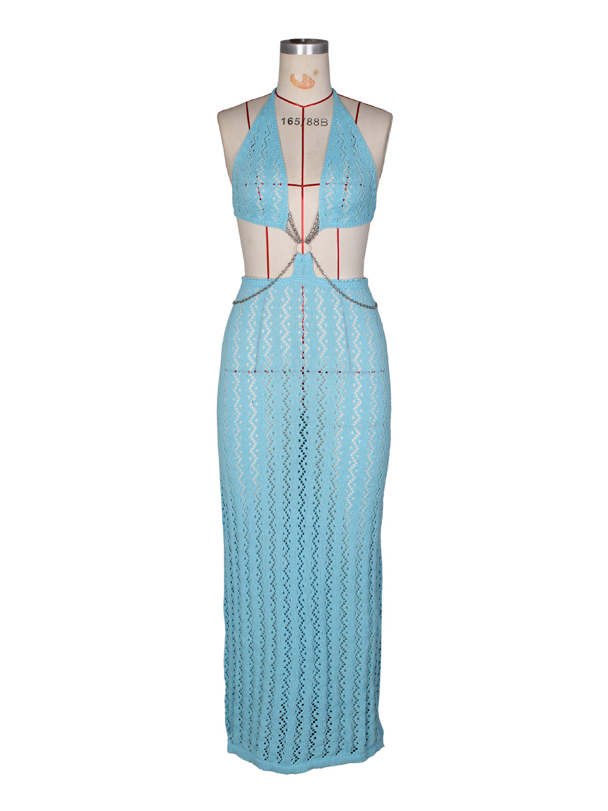 Sexy Deep V Neck Backless Knits Maxi Dress