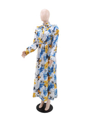 Elegant Floral Print Slim Midi Dress