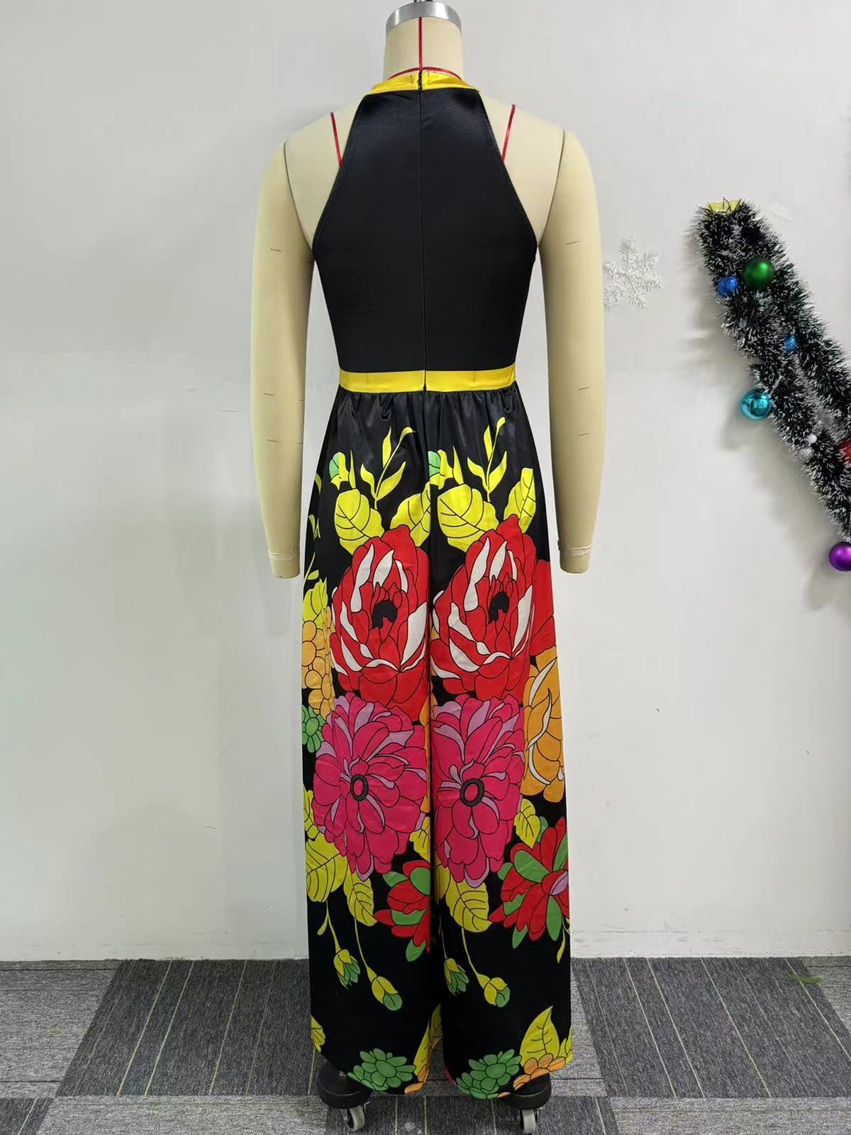 Sleeveless Print Floral Wide Leg Jumpsuit