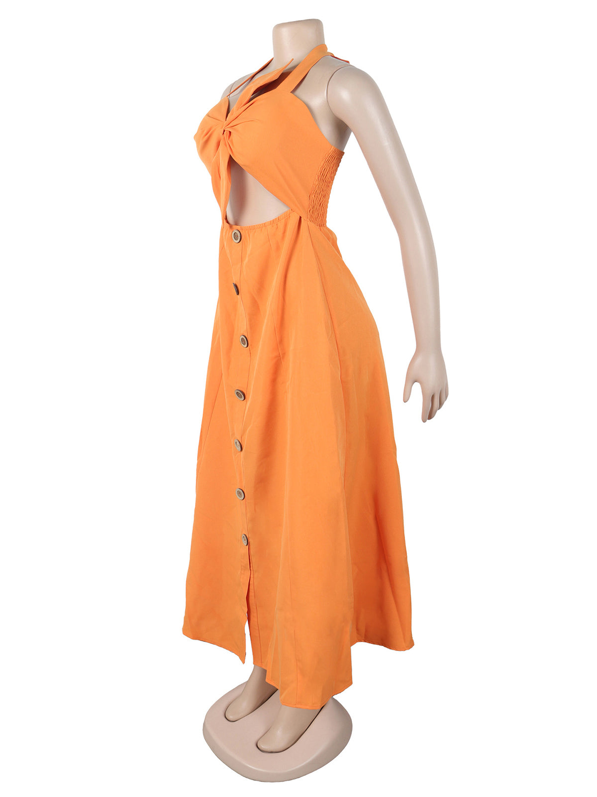Elegant Knot Halter Lace-Up Hollow out Dress