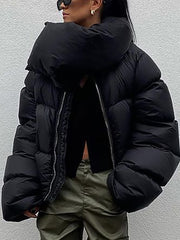 Fashion Scarf Collar Short Down Jacket