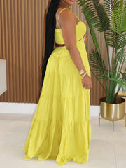 Sexy Cutout Sling Big Swing Maxi Dress