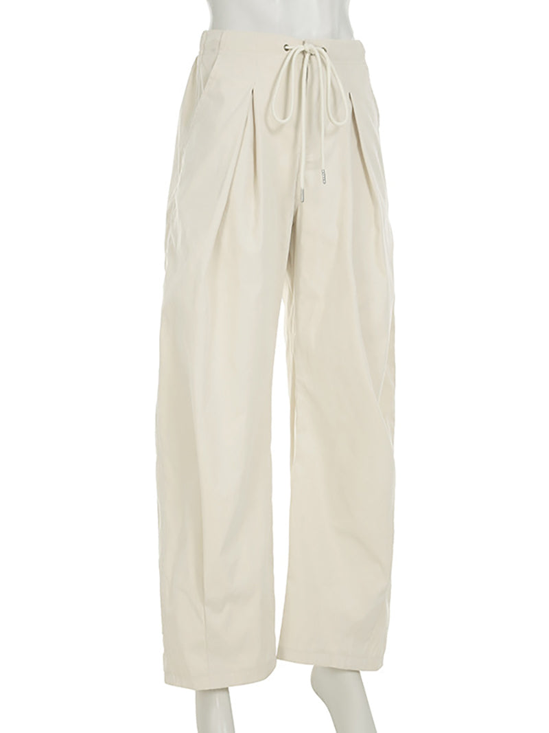Fashion High Waist Drawstring Baggy Wide Leg Pants