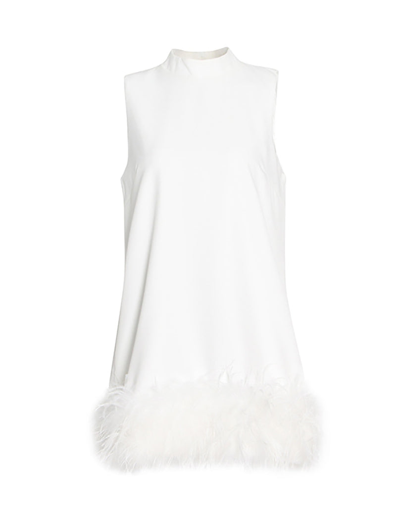 Fashion Sleeveless Feather Patchwork Mini Dress