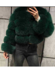 Classy Cropped Faux Fur Warm Jacket Coat