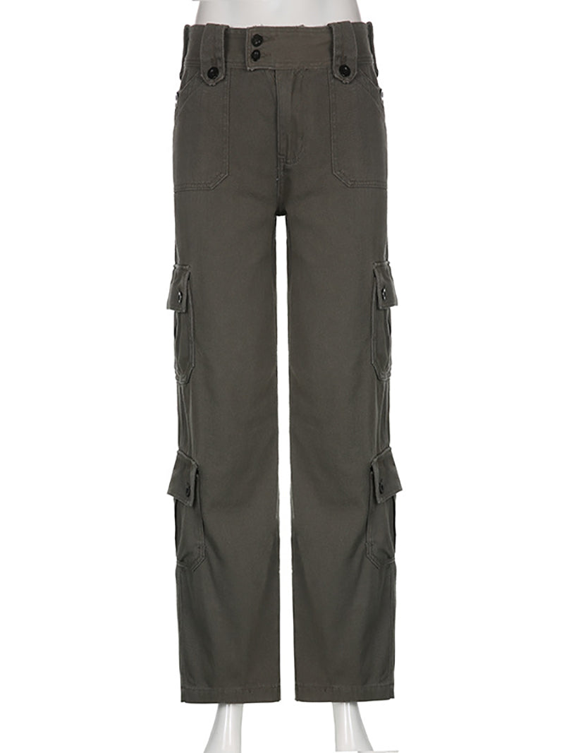 Low Waisted Cargo Pants Wide Leg Jogger Trousers