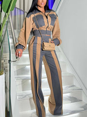 Fashion Denim Patchwork Pocket Top and Pants Set