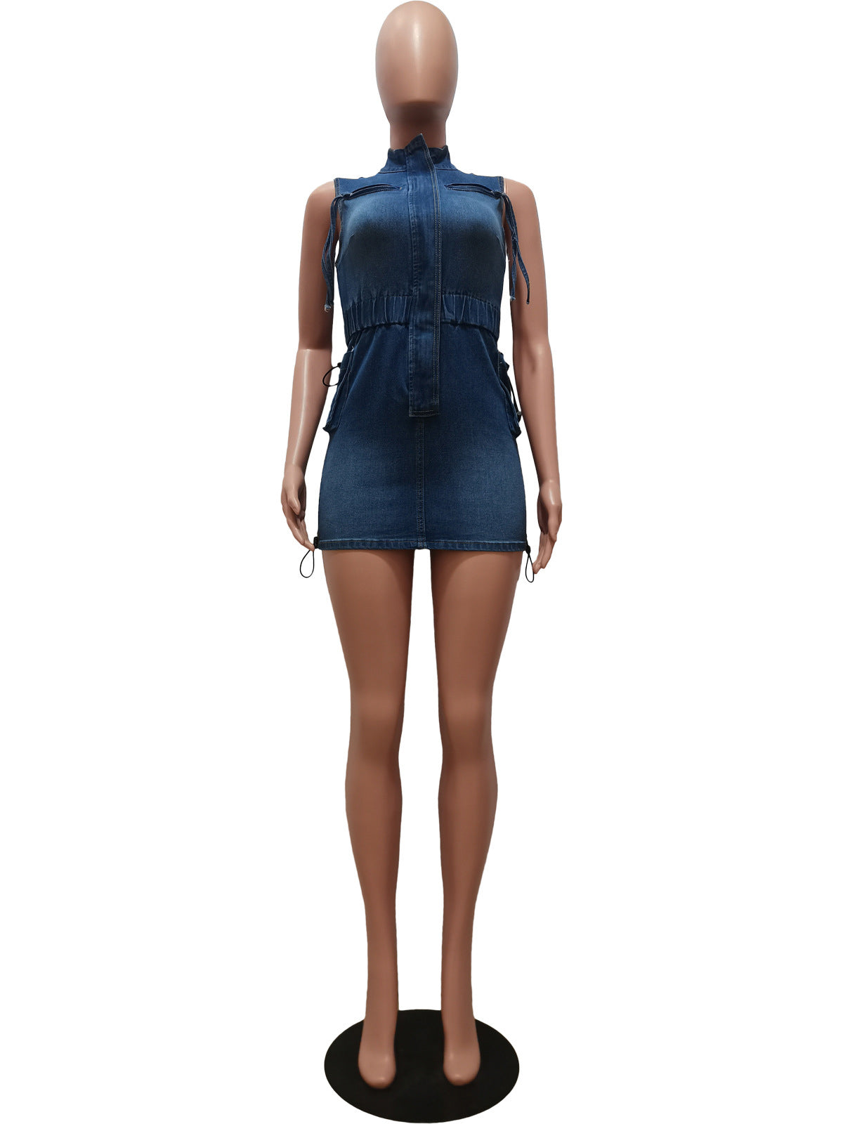 Sleeveless Stretch Bodycon Denim Dress