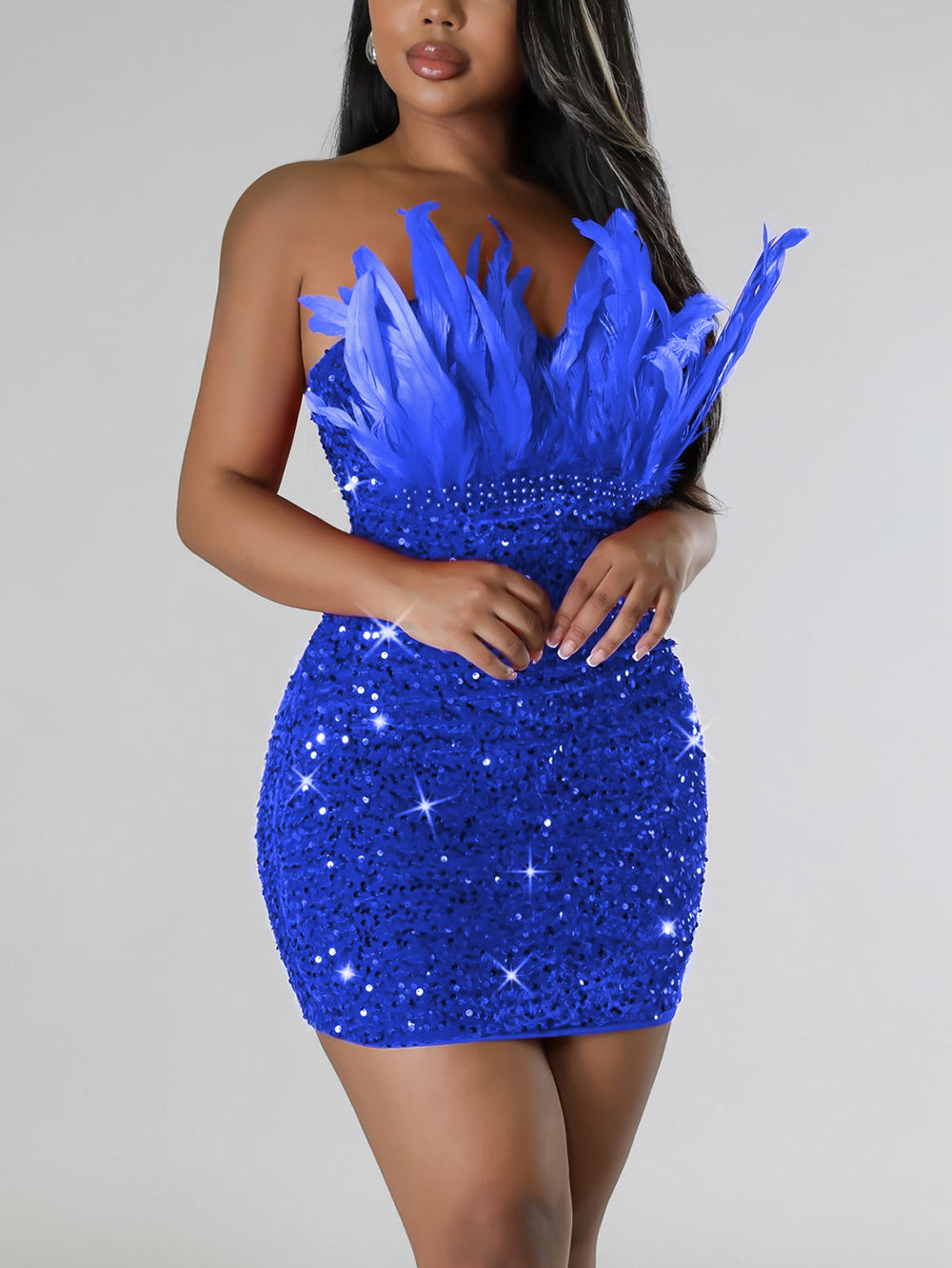 Sexy Feather Sequins Sexy Bodycon Dress