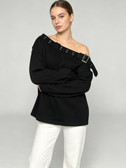 One Shoulder Oversized Sweatshirt-boutique