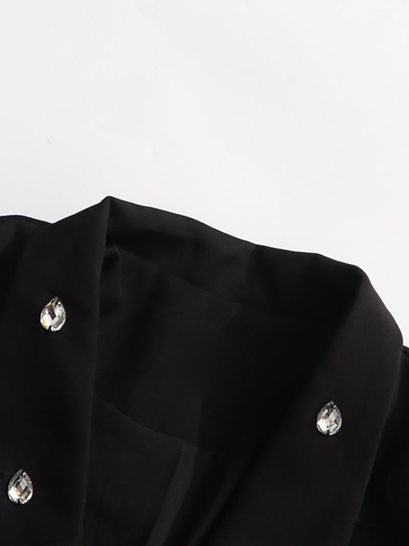 Elegant Rhinestone Embellished Blazer