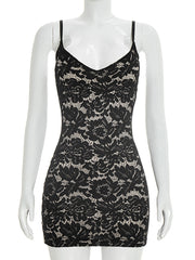 Sexy Lace Spaghetti Strap Bodycon Mini Dress