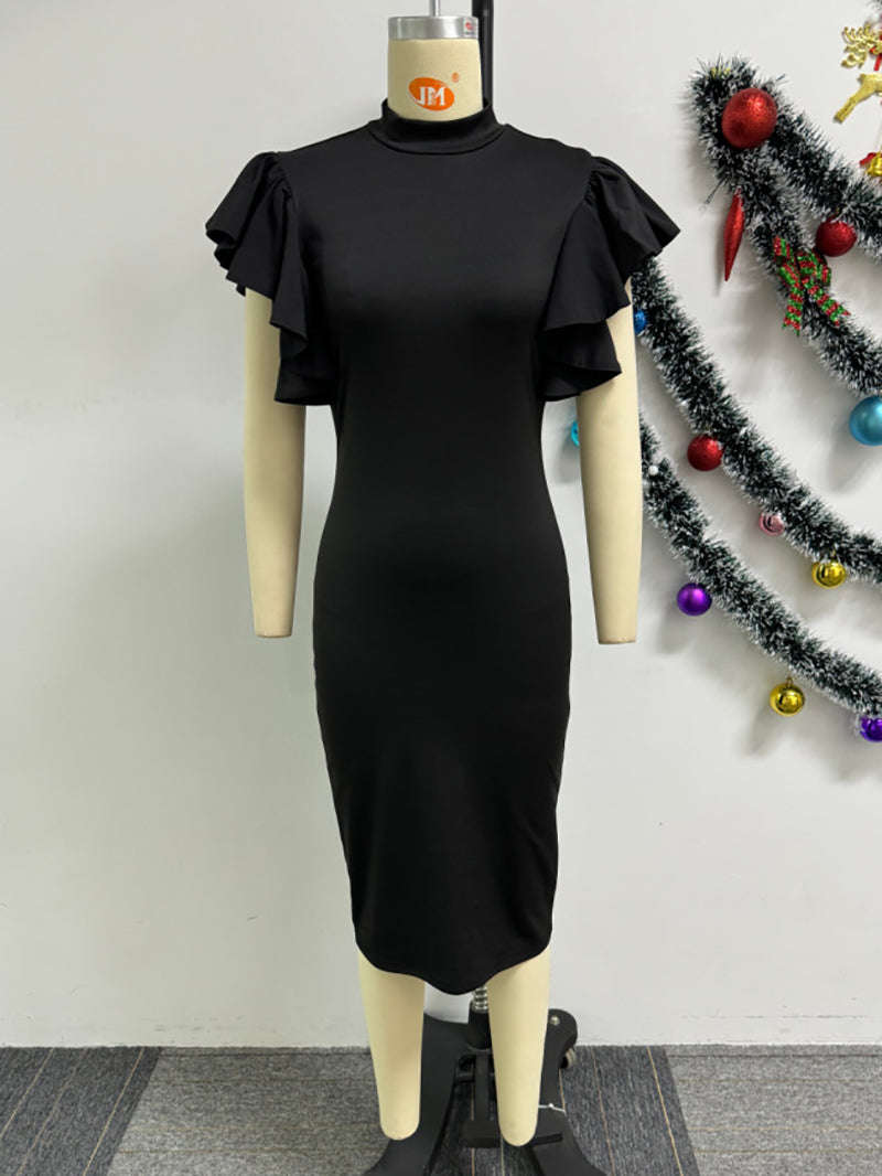 Solid Color Elastic Bodycon Dress