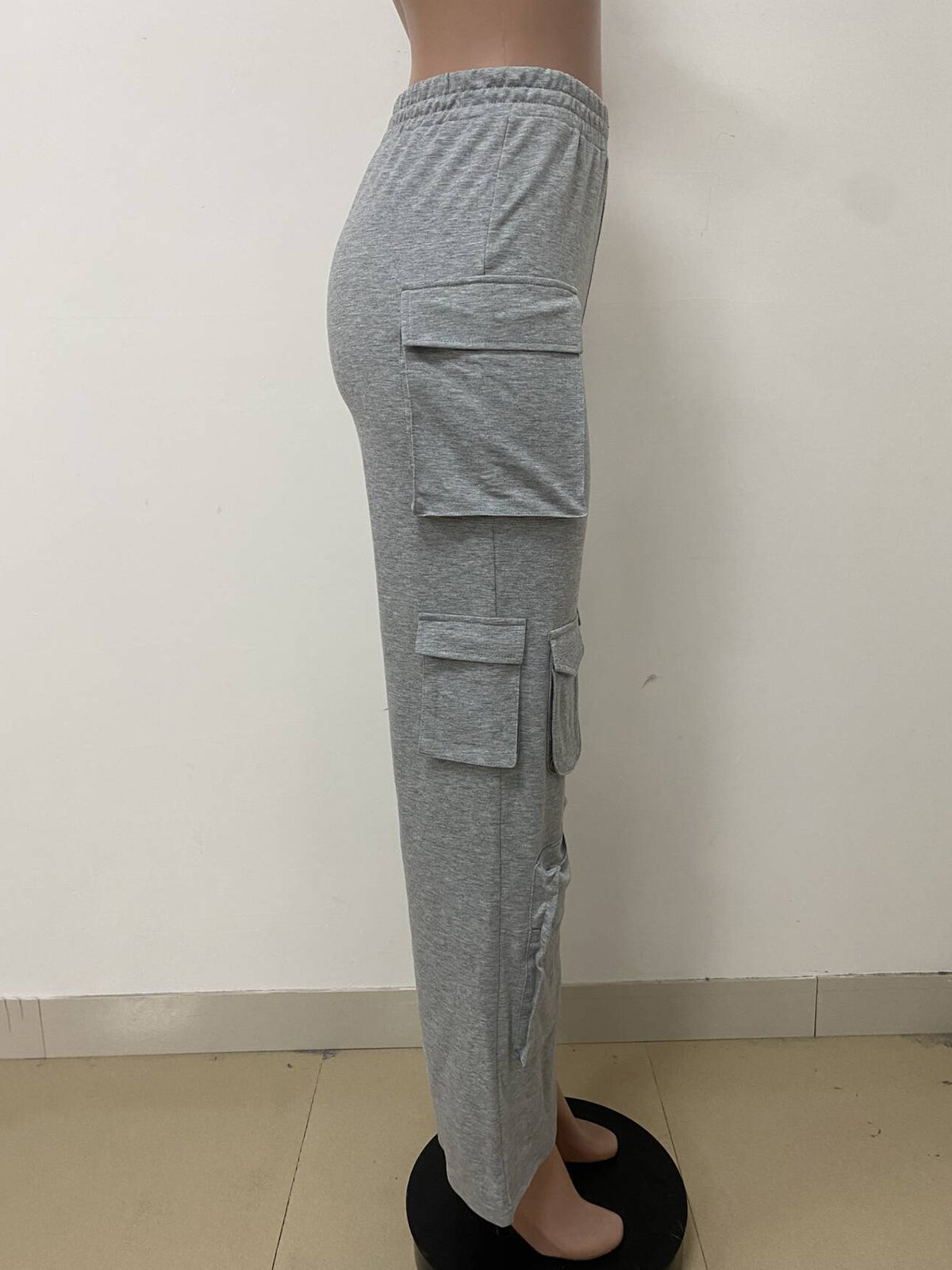 Casual Elastic Waist Multi-Pocket Loose Trousers