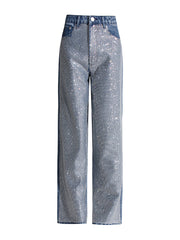 Rhinestone Diamond Straight Jeans