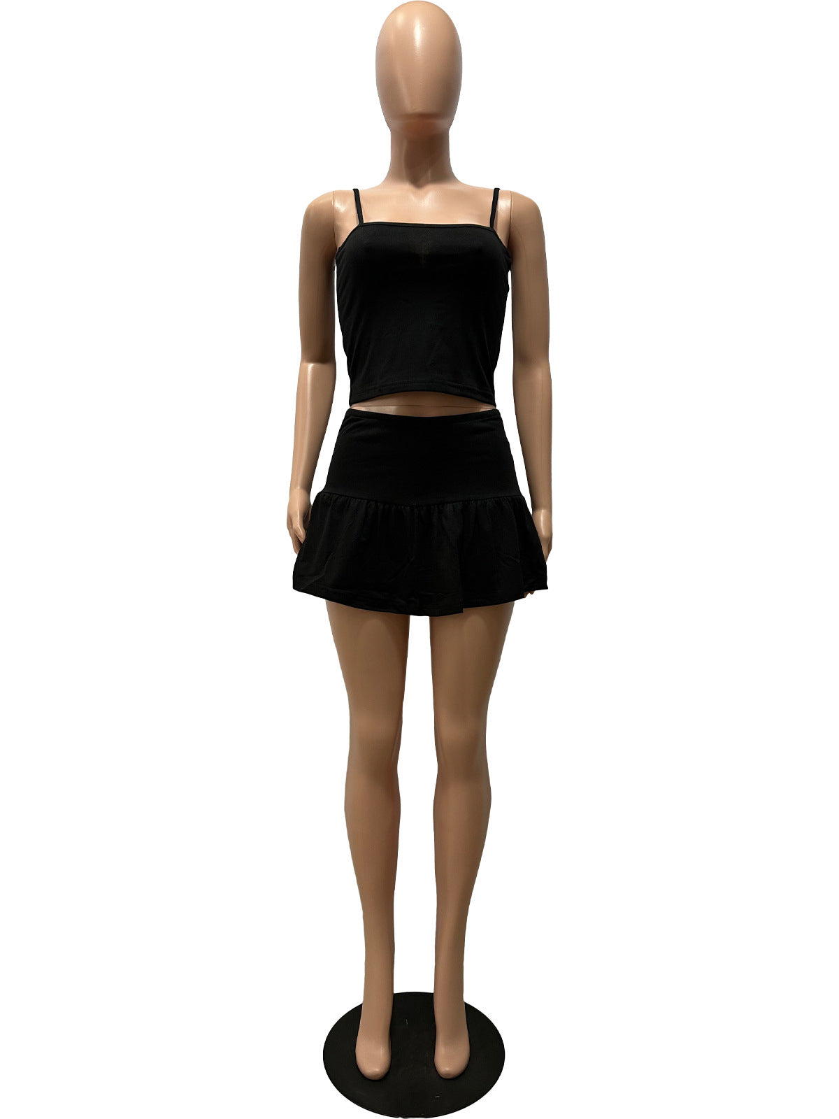 Strap Crop Top And Mini Skirts Sets