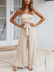 Sexy Strapless Backless Slit Jumpsuit