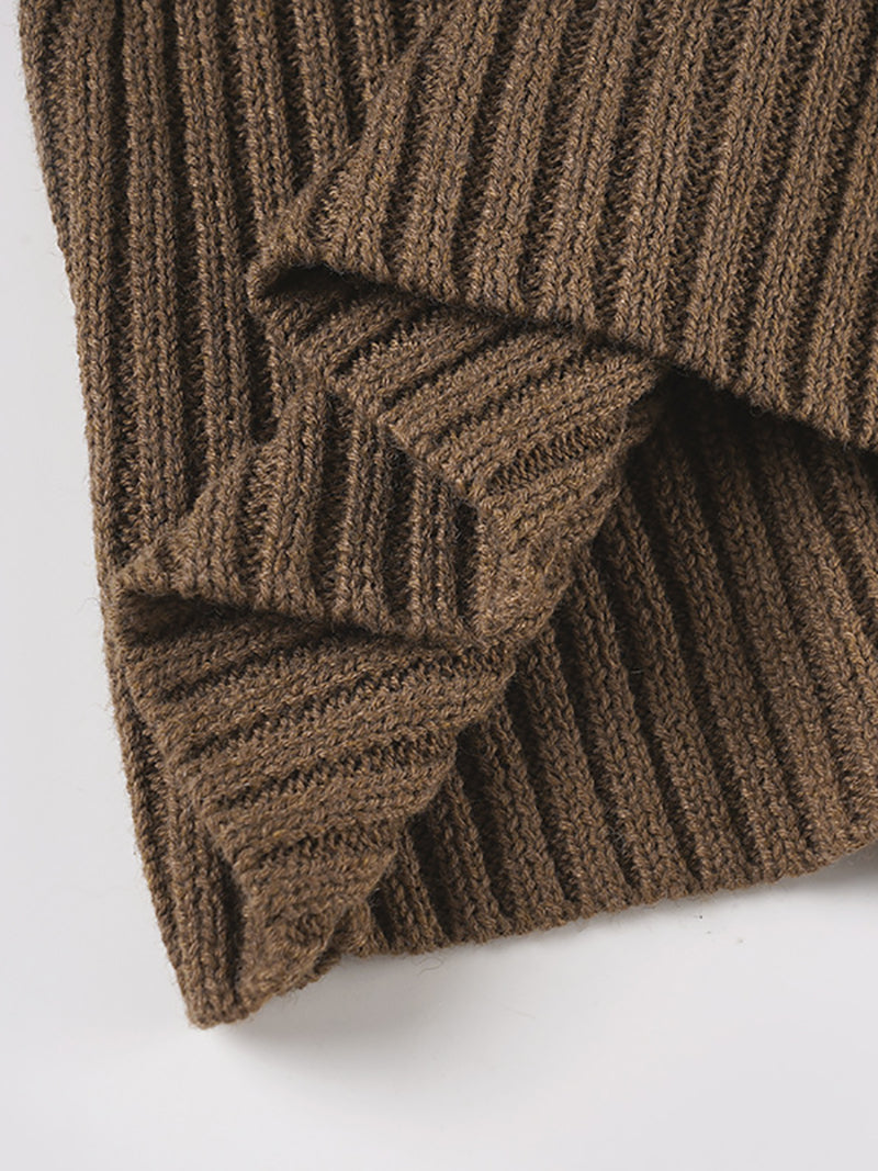 Casual Vintage Ribbed Cropped Pullover Sweater