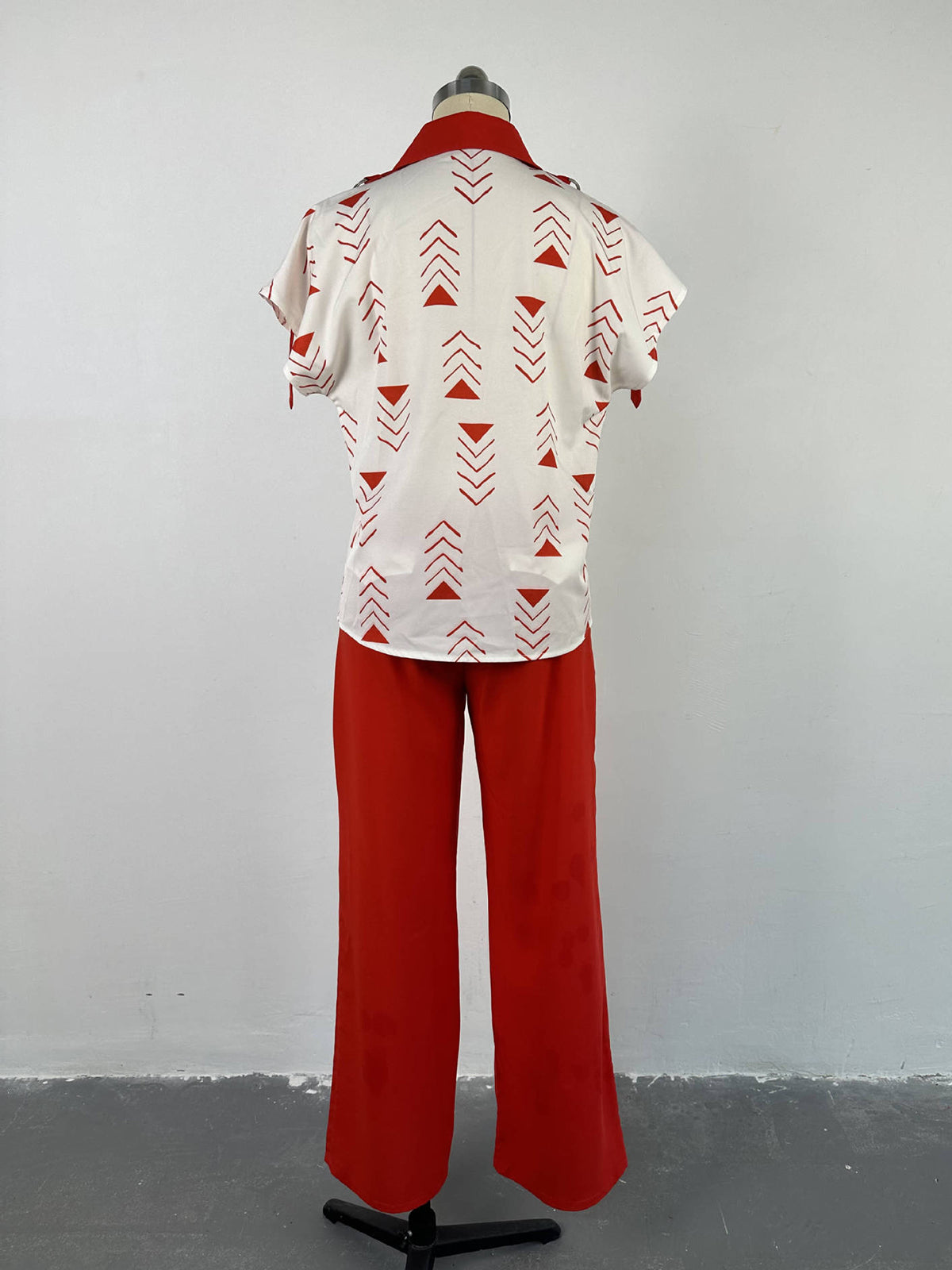 Fashion Loose Bandage Shirt Straight Pants Casual Set