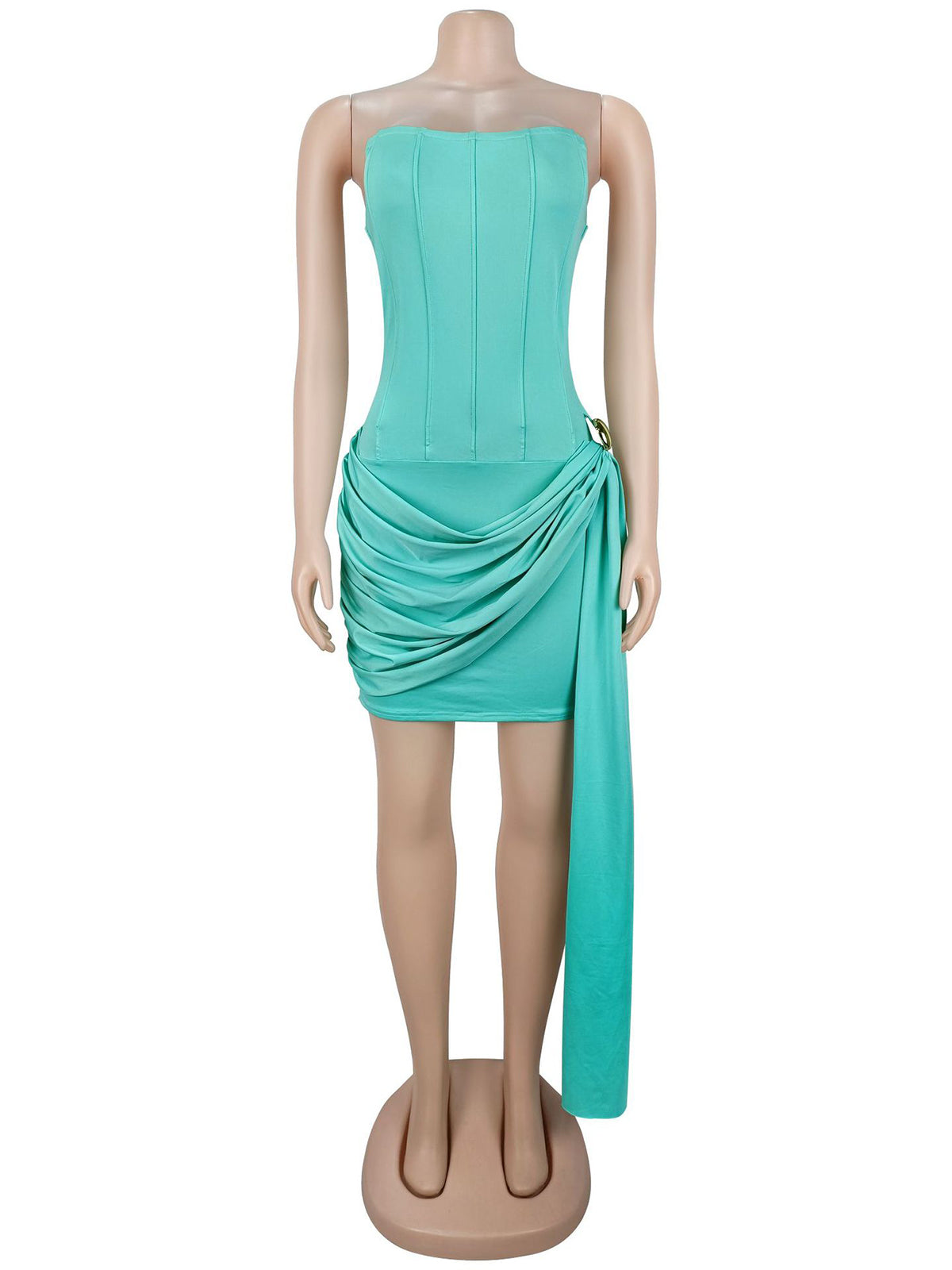 Fashion Strapless Ruched Slim Mini Dress