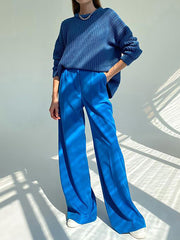 Casual High-Waist Pleated Wide-Leg Pants