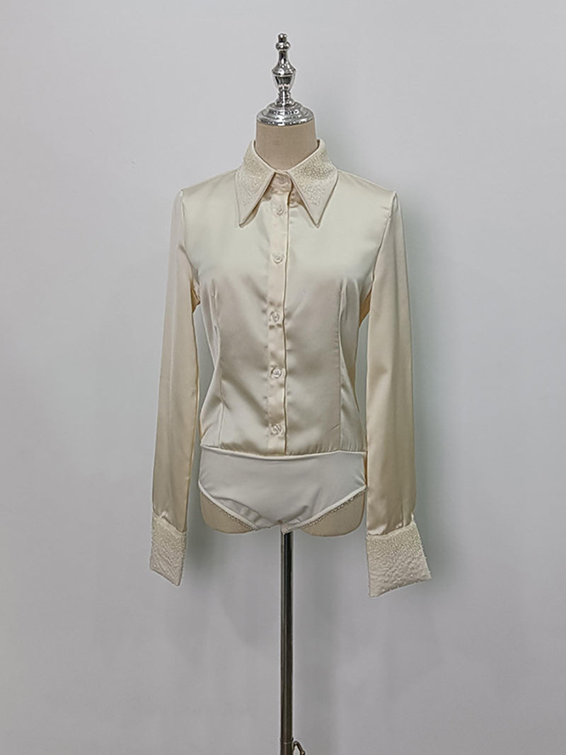 Fashion Loose Rhinestone Shirt Bodysuit