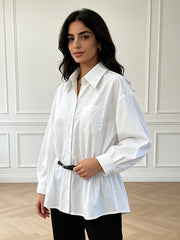Women's Vintage Button-Up Long Sleeve Blouse -Boutique